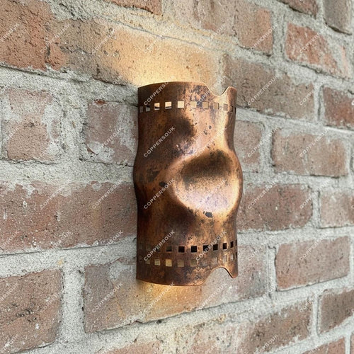 Aged Copper Cylinder Wall Sconce– Handmade Patina Cylinder Light Fixture