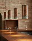 Handmade Aged Copper Cylinder Pendant Light for Kitchen Island