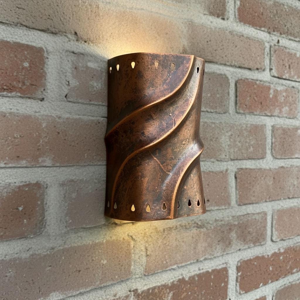 Aged Copper Wall Sconce ,Handmade Patina Copper Wall light