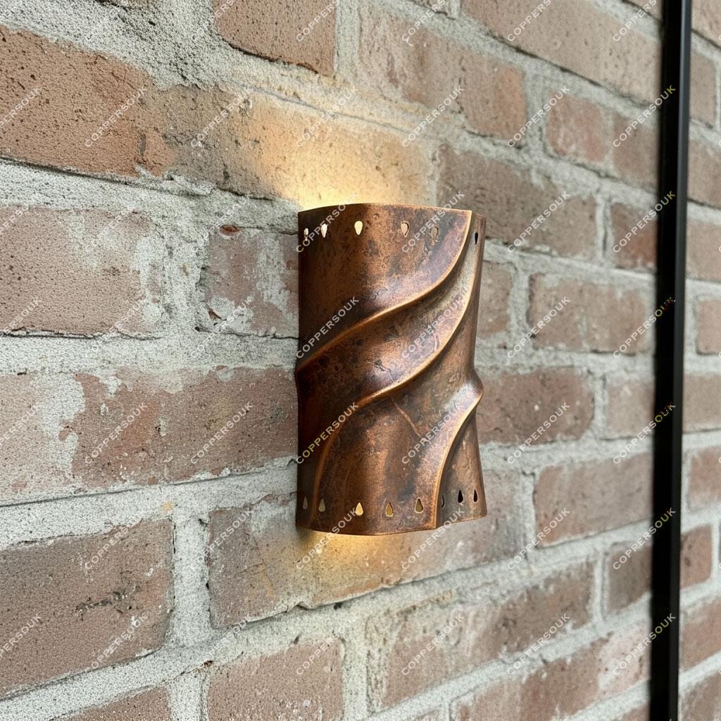 Aged Copper Wall Sconce ,Handmade Patina Copper Wall light