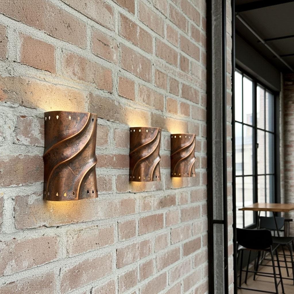 Aged Copper Wall Sconce ,Handmade Patina Copper Wall light