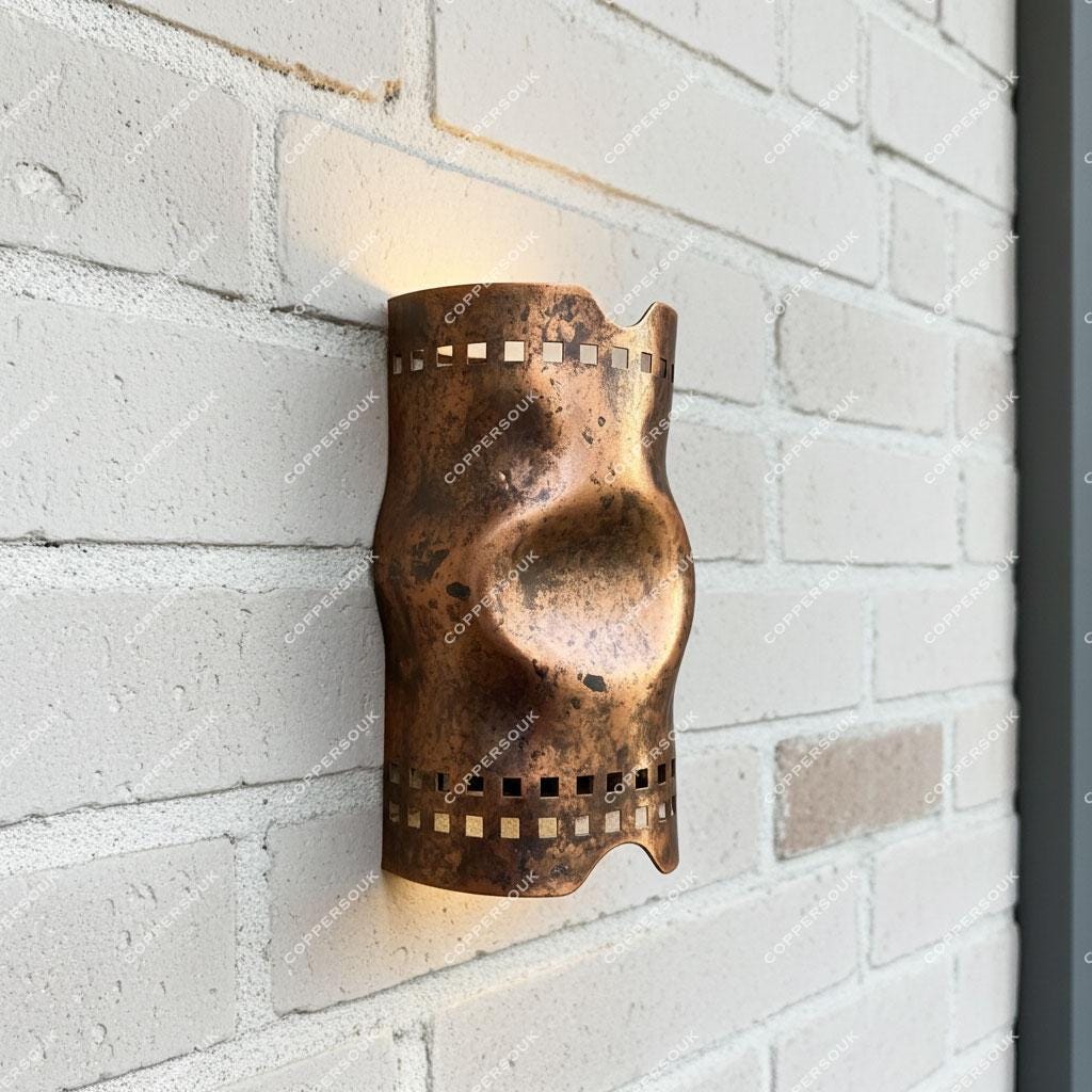 Aged Copper Cylinder Wall Sconce– Handmade Patina Cylinder Light Fixture