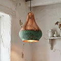 Handmade Hammered Copper Pendant Light , Natural Green Patina Hanging Ceiling Lamp Kitchen Island, Dining Room ,Warm Interior Lighting