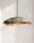 Handmade Green Patina Copper Pendant Light – Organic Sculptural Lamp