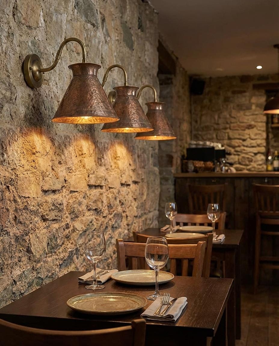 Hammered Copper Wall Light Sconce – Rustic Cone Shade Indoor Outdoor Lighting