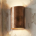 Handmade Hammered Copper Cylinder Wall Sconce – Rustic Up & Down Light